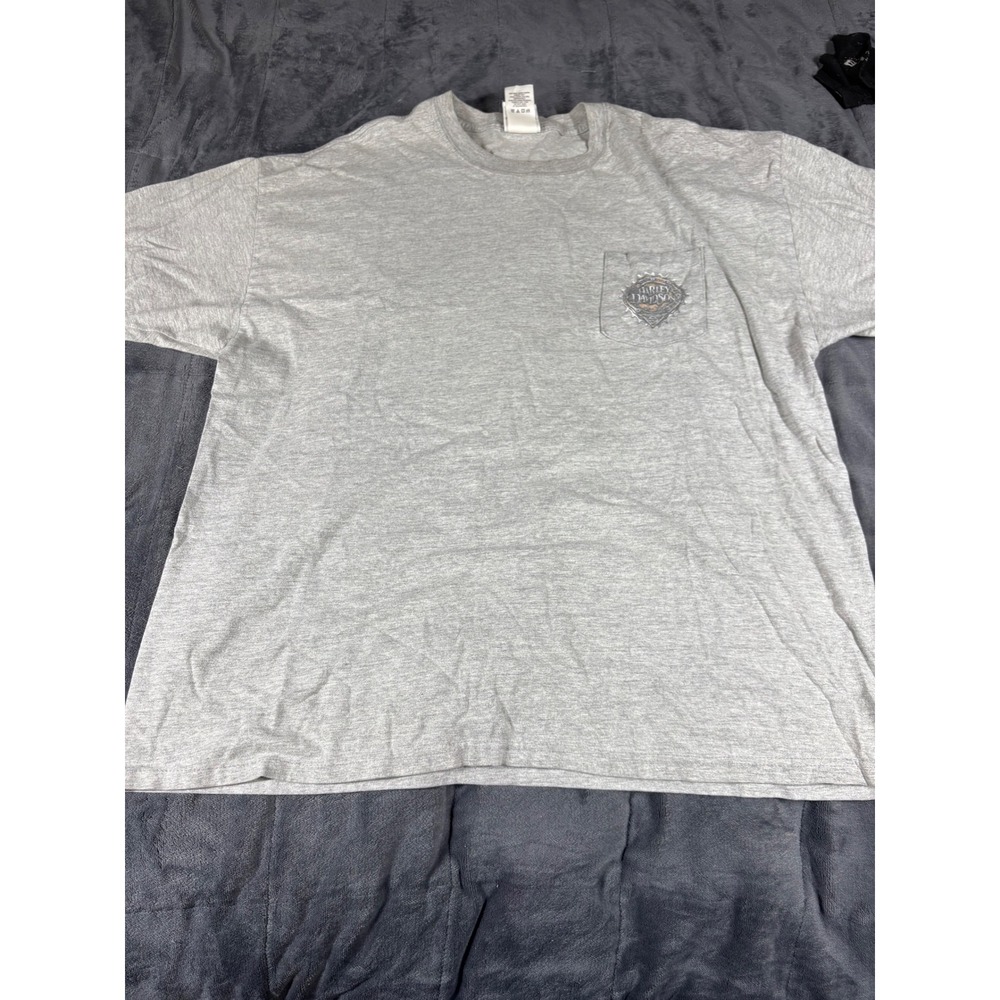 Harley-Davidson Gray Pocket T-Shirt Mens 2XL Hanes Beefy-T R.K.‎ USA Made